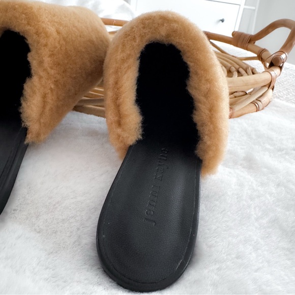 Jenni Kayne Shearling Mules Natural Tan Pointed Toe - Picture 8 of 10
